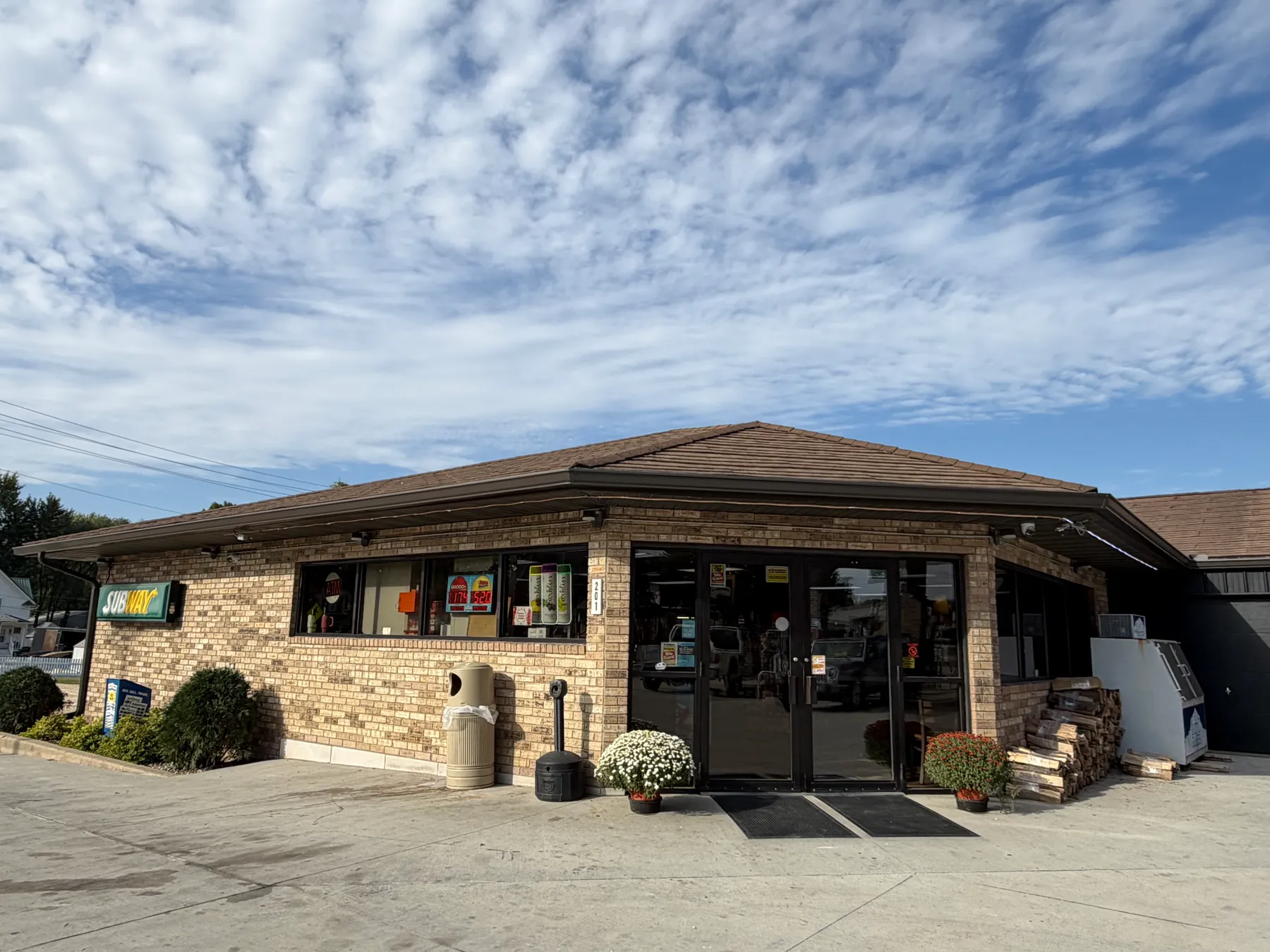 The Nading's storefront in Strawberry Point, Iowa, on a clear day